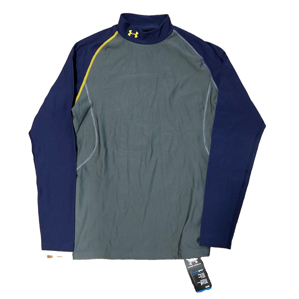 Under Armour ColdGear Shirt Men 2XL Gray Mock Neck Long Sleeve Athletic Training